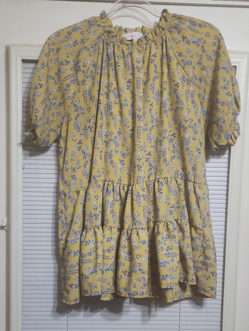 Yellow Floral Ruffle Tiered Shirt
